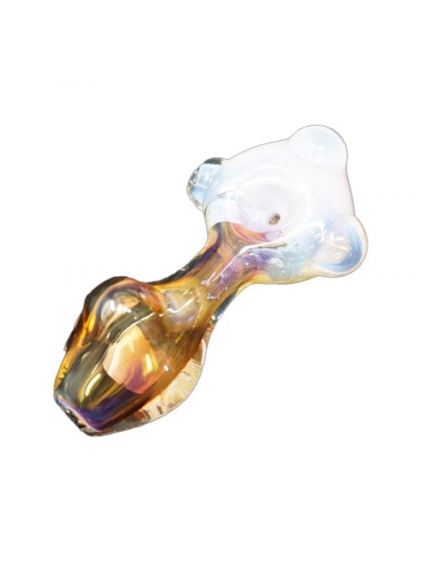 Fumed Handmade Glass Hand Pipe w- White Bowl