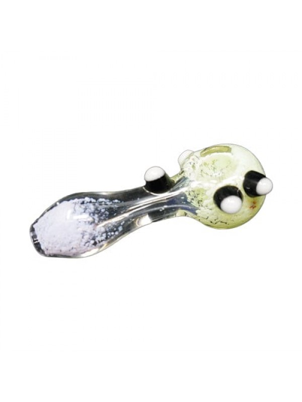 Pink & White Handmade Glass Hand Pipe w- Marbl...