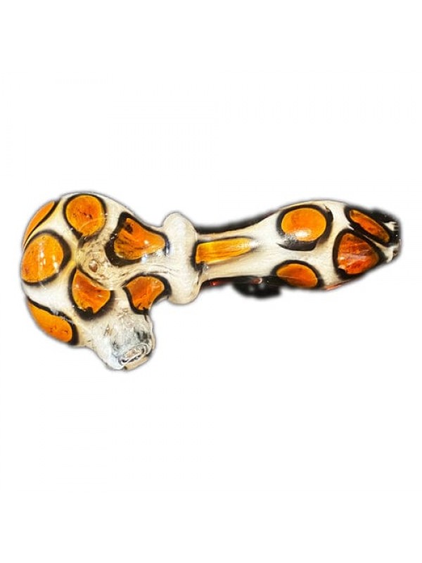 Handmade Glass Hand Pipe w- Cheetah Print