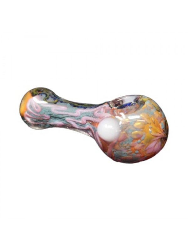 Colored Handmade Glass Hand Pipe w- Swirled Accent...
