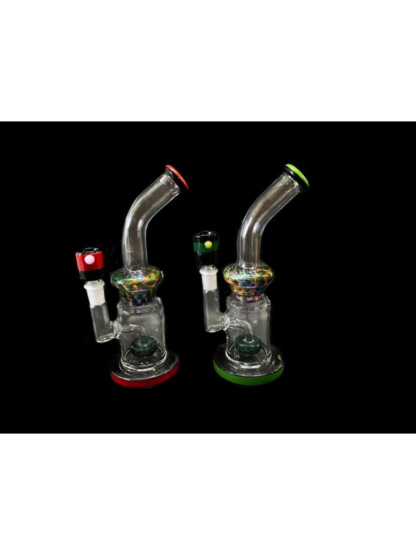 8.5" Handmade Glass Bong w- Mini Showerhead Perc & Colored Accents