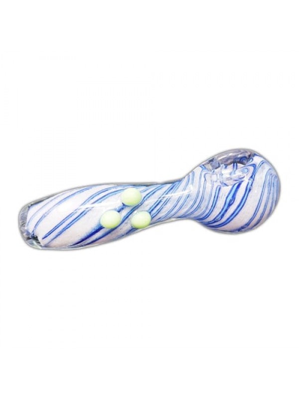 Blue & White Handmade Glass Hand Pipe w- Swirl...