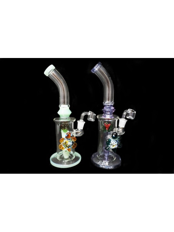 10" Handmade Glass Dab Rig w- Sea Turtle Accents