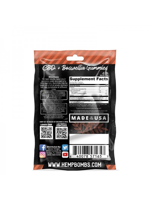 Hemp Bombs Boswellia CBD Gummies (Joint Support)