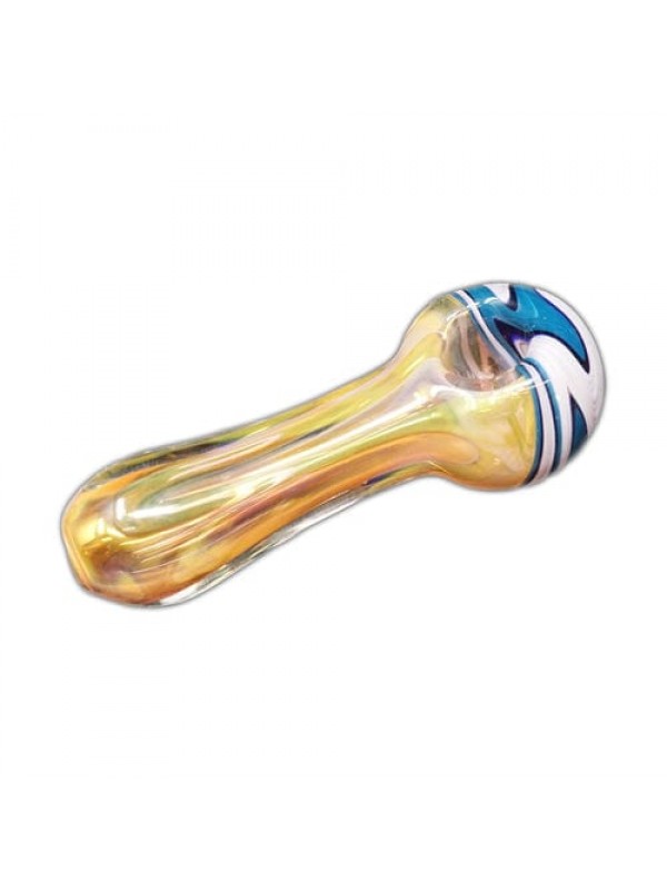 Fumed Handmade Glass Spoon Pipe w- Wig-Wag Accents
