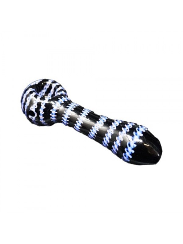 Handmade Glass Hand Pipe w- Stitching Accents