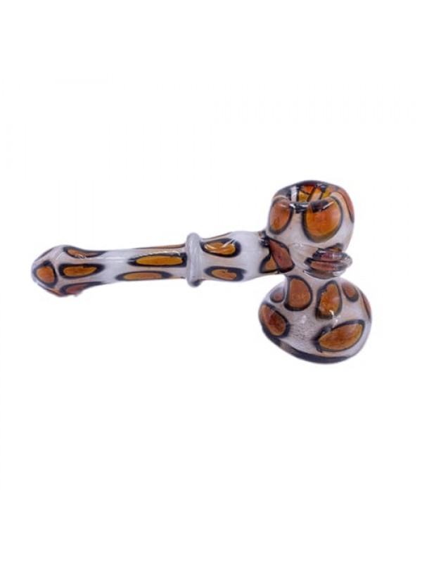 Handmade Glass Hammer Pipe w- Cheetah Print