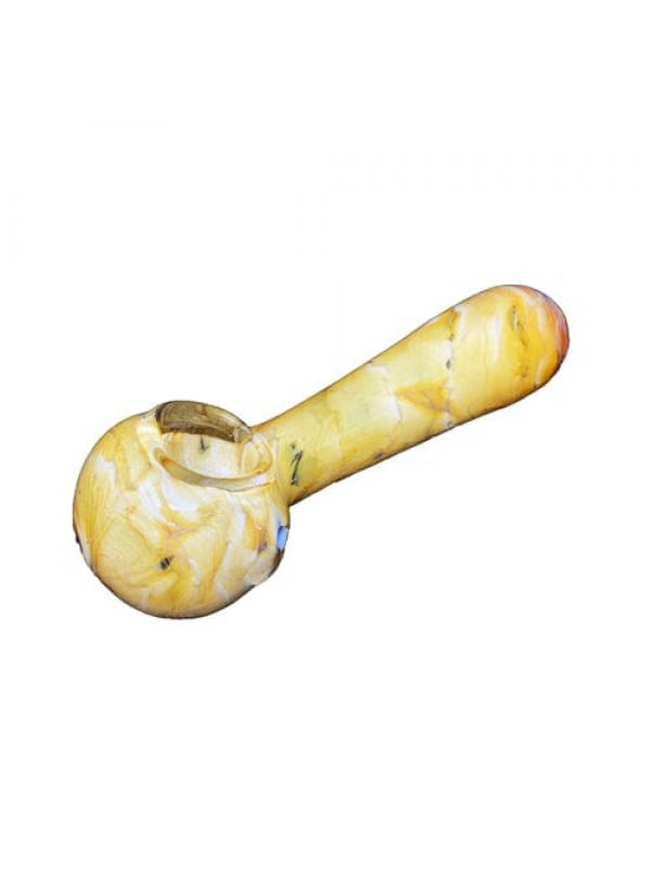 Handmade Glass Hand Pipe w- Marbled Glass Work
