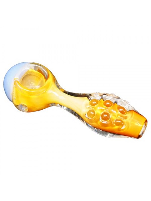 Orange Handmade Glass Spoon Pipe w- Blue Accents