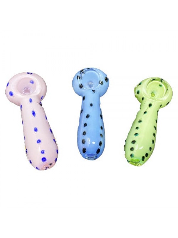 Colored Handmade Glass Hand Pipe w- Polka Dot Acce...