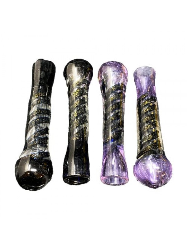 Black-Purple Handmade Glass Chillum w- Dichro Acce...