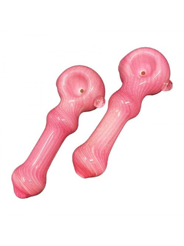 Pink Handmade Glass Hand Pipe w- Marble