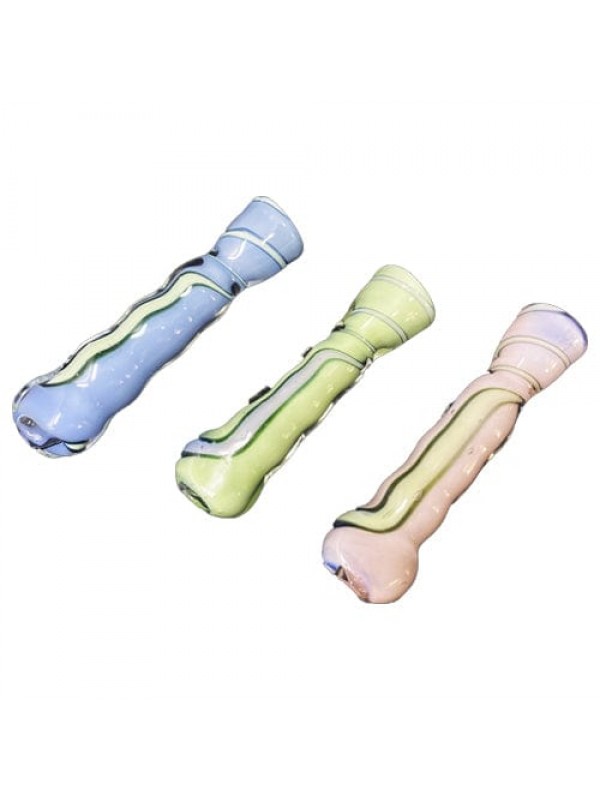 Colored Handmade Glass Chillum w- Stripe
