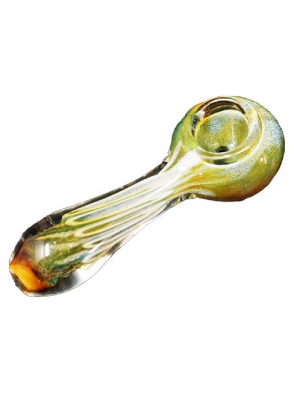Green Handmade Glass Hand Pipe w- Fumed Accents