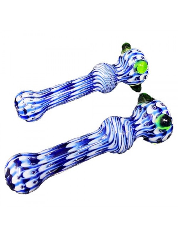 Blue Handmade Glass Chillum w- Swirls & Marble...