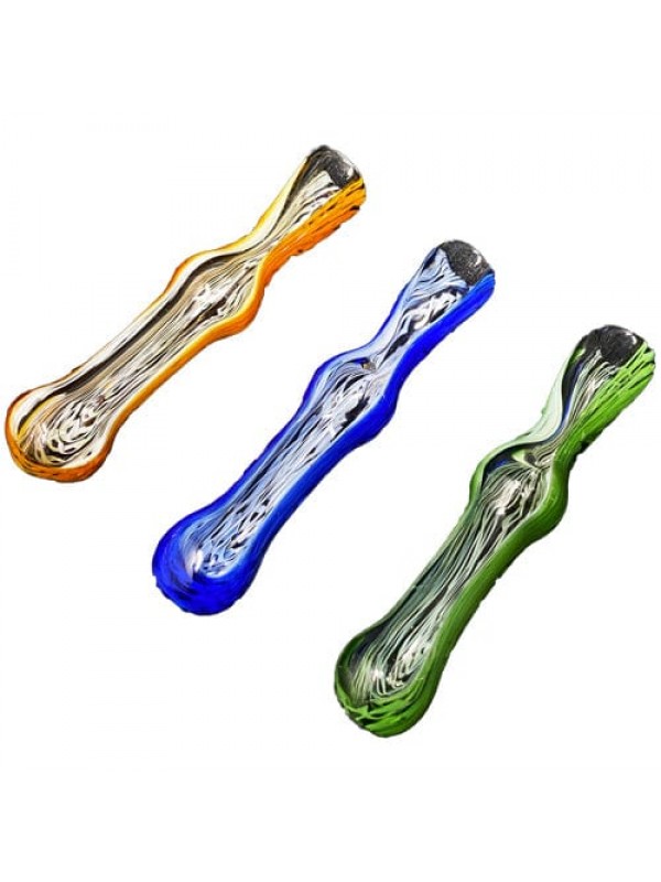 Handmade Glass Chillum w- Swirled Accents