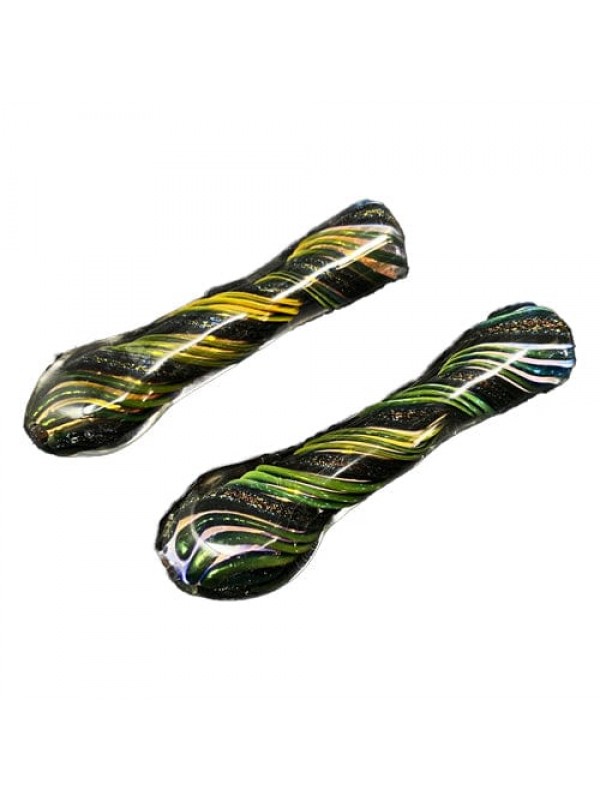 Handmade Glass Chillum w- Dichro Sprial Accents
