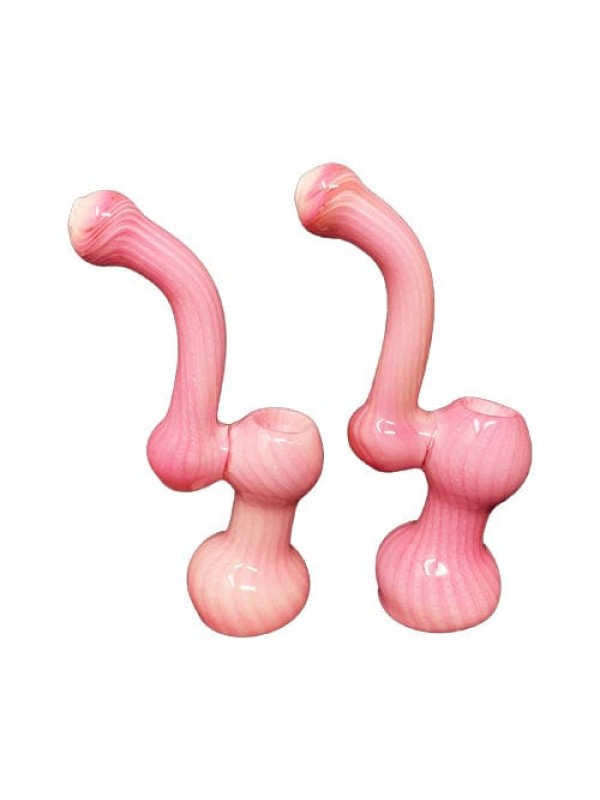 Pink Handmade Glass Bubbler w/ Accents