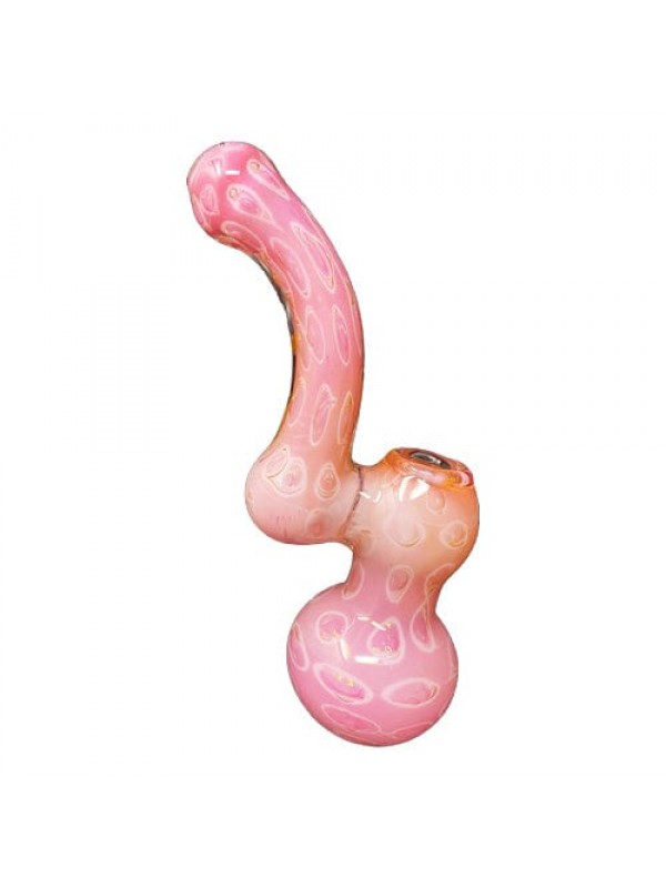 Pink Handmade Glass Bubbler w/ Accents