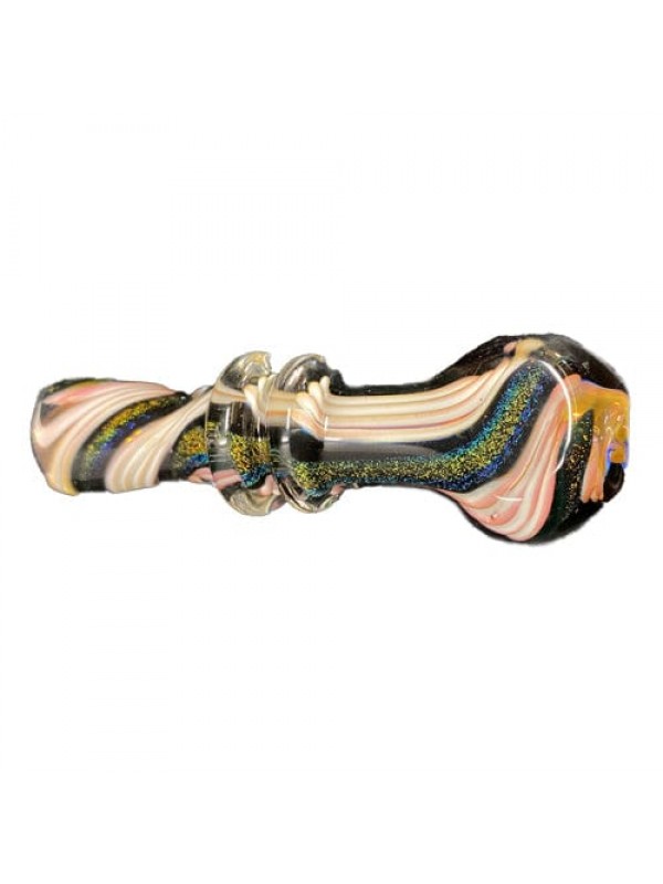 Fumed Handmade Glass Chillum w- Swirl Dichro Accen...