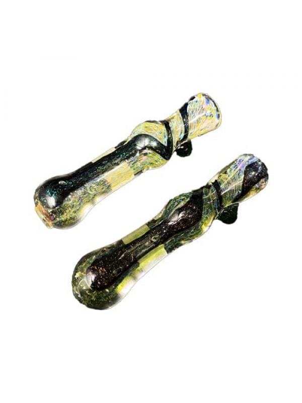 Fumed Handmade Glass Chillum w- Dichro Accents