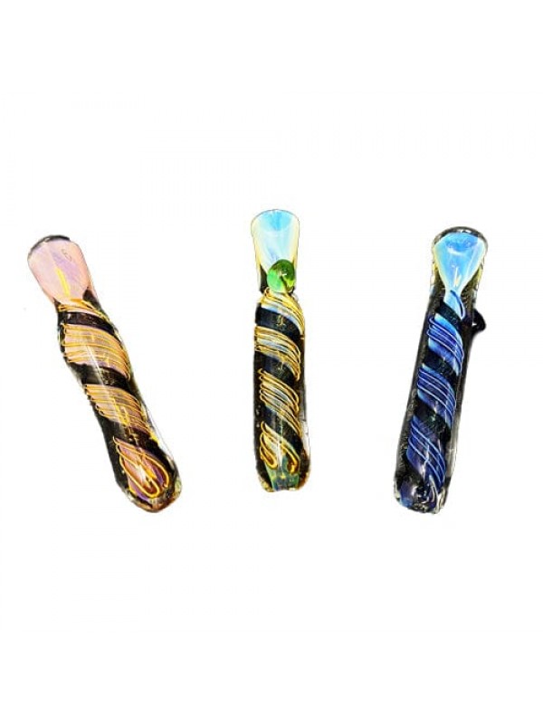 Multi-Color Fumed Handmade Glass Chillum w- Swirls