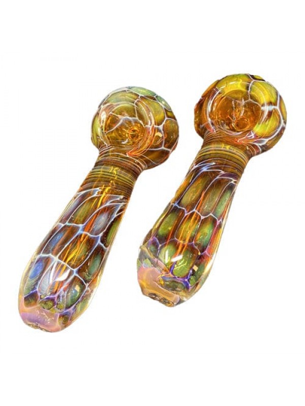 Fumed Handmade Glass Hand Pipe w- Pattern