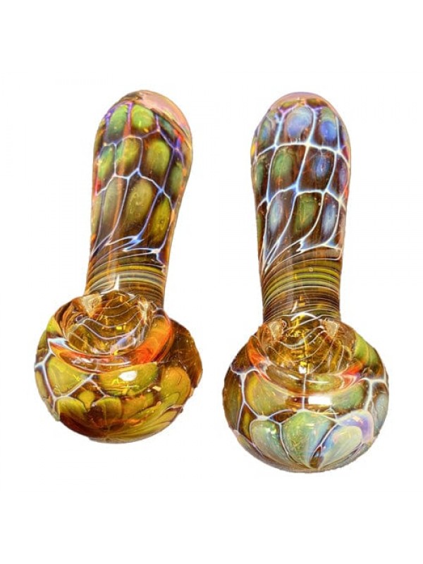 Fumed Handmade Glass Hand Pipe w- Pattern