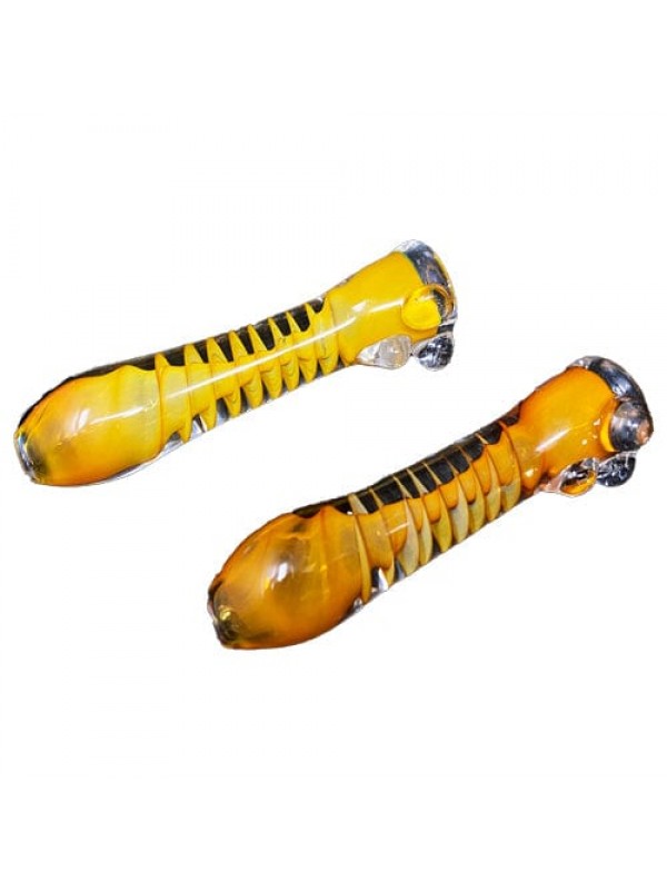 Orange Fumed Handmade Glass Chillum w- Twisted Acc...
