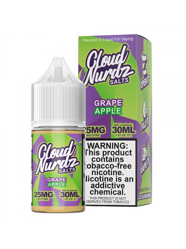 Cloud Nurdz Synthetic Nicotine Grape Apple 30ml Nic Salt Vape Juice