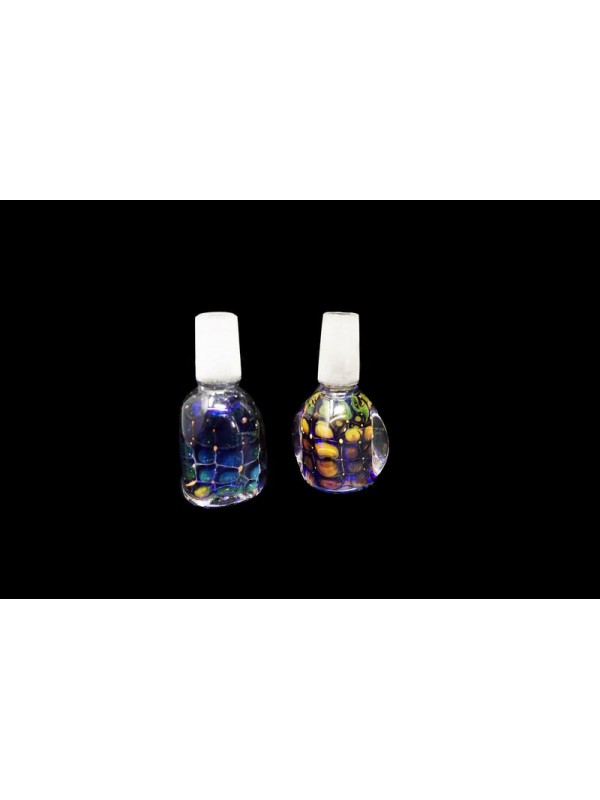 Handmade 14mm Glass Bowl Piece w- Fumed Gold Accents