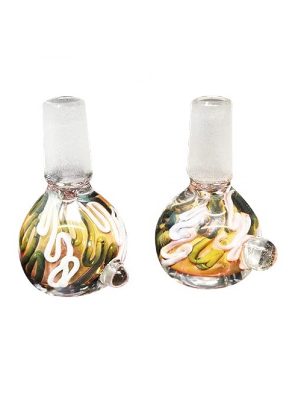 Handmade 14mm Glass Bowl Piece w- Marble Handle