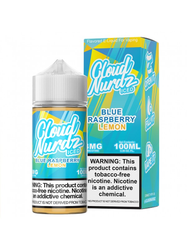 Cloud Nurdz Synthetic Nicotine Iced Blue Raspberry Lemon 100ml Vape Juice