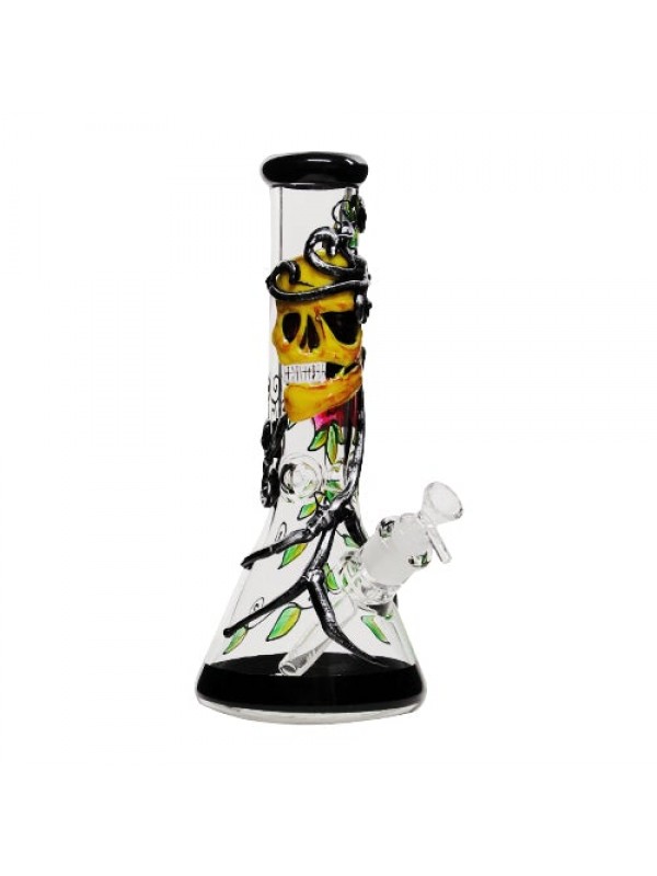 Bjorn Jorgøn Rose & Skull Glass Beaker Bong