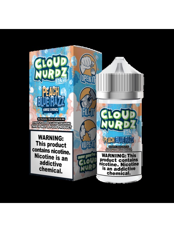 Cloud Nurdz Peach Blue Razz ICED 100ml Vape Juice